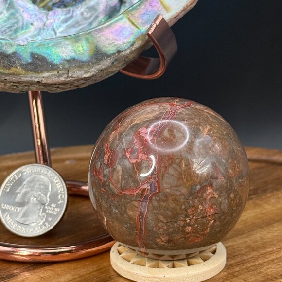 Money Agate Sphere Crystal Polished Crazy Lace Agate 138.91g 47.8mm - Picture 7 of 9